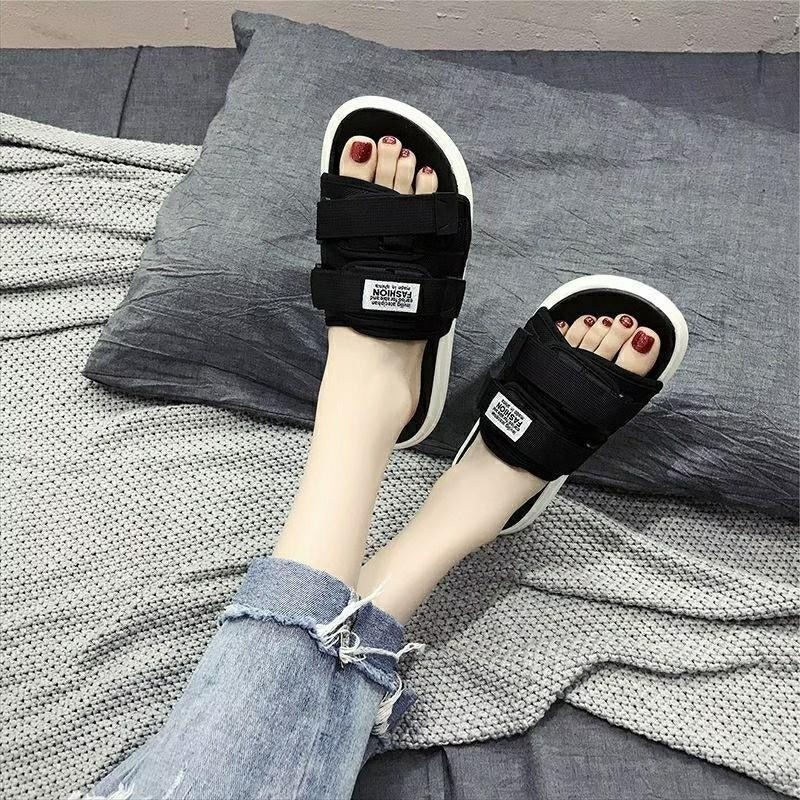 TATA【現貨➕預購】台灣出貨熱賣款兩色平底拖鞋魔鬼氈書是超好穿拖鞋-細節圖4