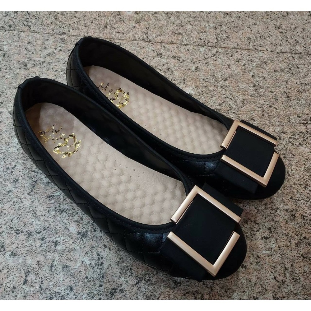 TATA【現貨➕預購】MITSL 台灣製 小香風乳膠鞋墊 方釦設計 舒適平底包鞋 平底女鞋 娃娃鞋-細節圖3