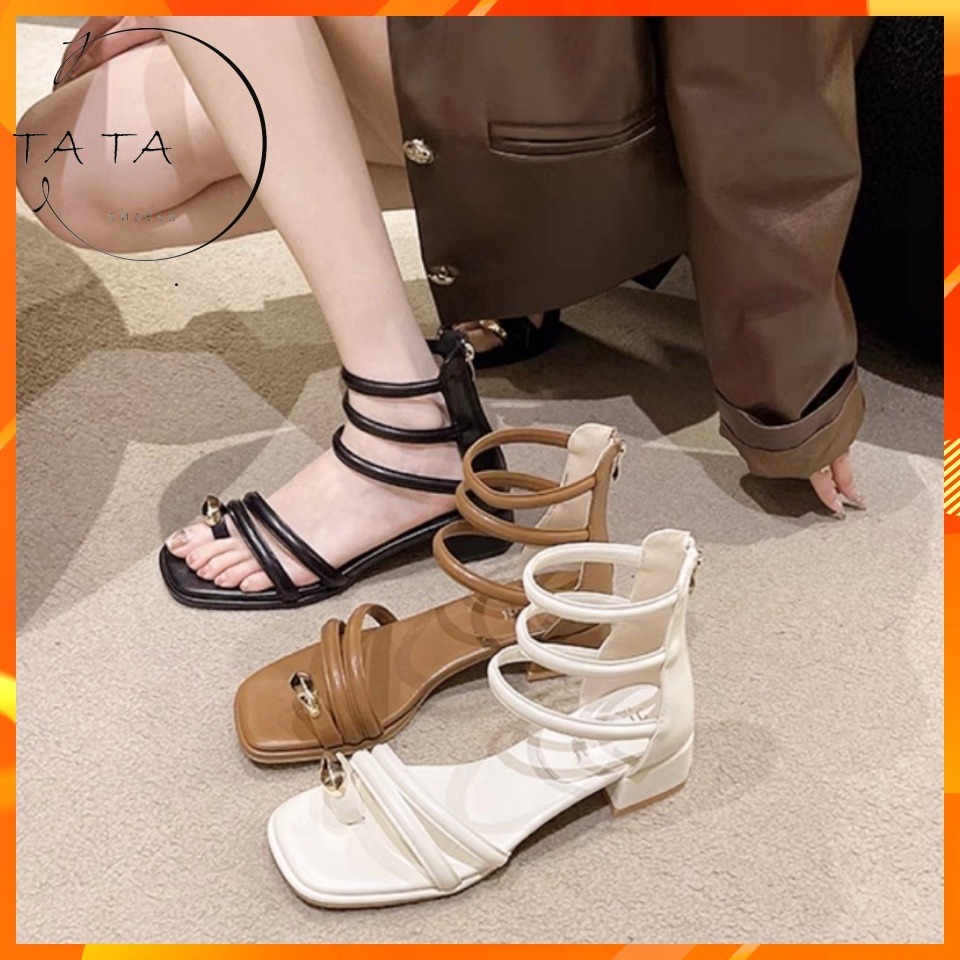 TATA【現貨➕預購】🔥新款高幫後包羅馬鞋 時尚低跟法式套趾涼鞋 超仙夾腳涼鞋-細節圖7