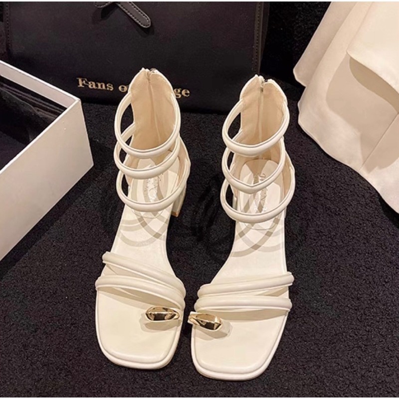 TATA【現貨➕預購】🔥新款高幫後包羅馬鞋 時尚低跟法式套趾涼鞋 超仙夾腳涼鞋-規格圖7