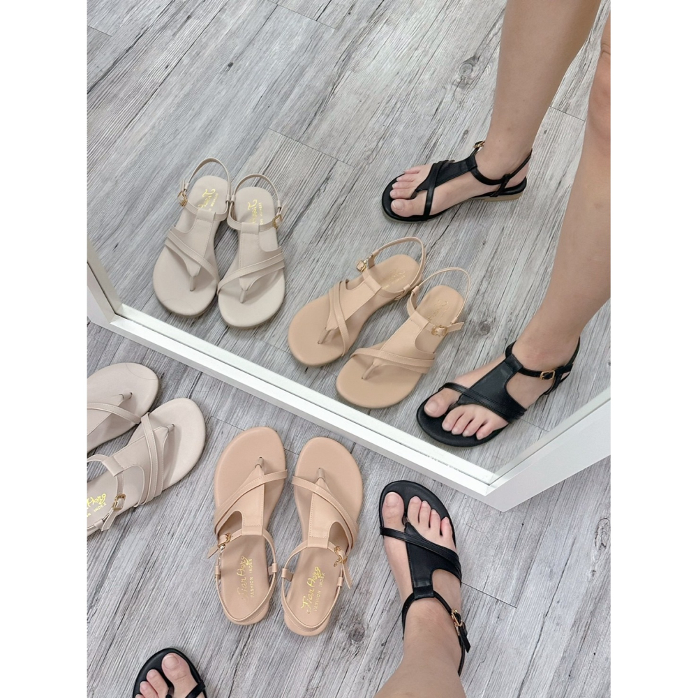 TATA【現貨➕預購】MITHJ 台灣製 夾腳平底涼鞋 金屬扣調節很OK 淑女涼拖鞋 休閒涼鞋 羅馬涼鞋 外出涼鞋-細節圖2