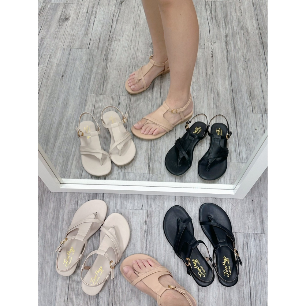 TATA【現貨➕預購】MITHJ 台灣製 夾腳平底涼鞋 金屬扣調節很OK 淑女涼拖鞋 休閒涼鞋 羅馬涼鞋 外出涼鞋-細節圖3