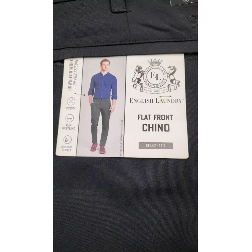 38腰零碼出清-English Laundry 男休閒奇諾長褲 黑色 #1719575-細節圖3