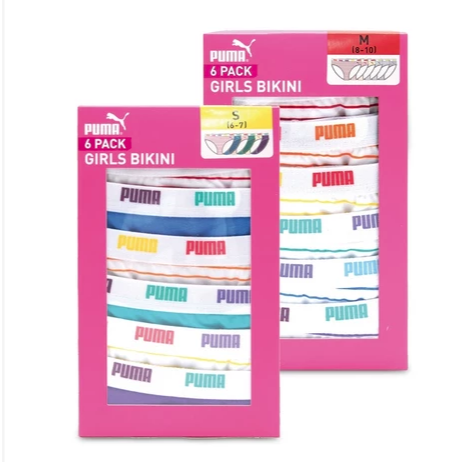 PUMA 女童棉質內褲六入組