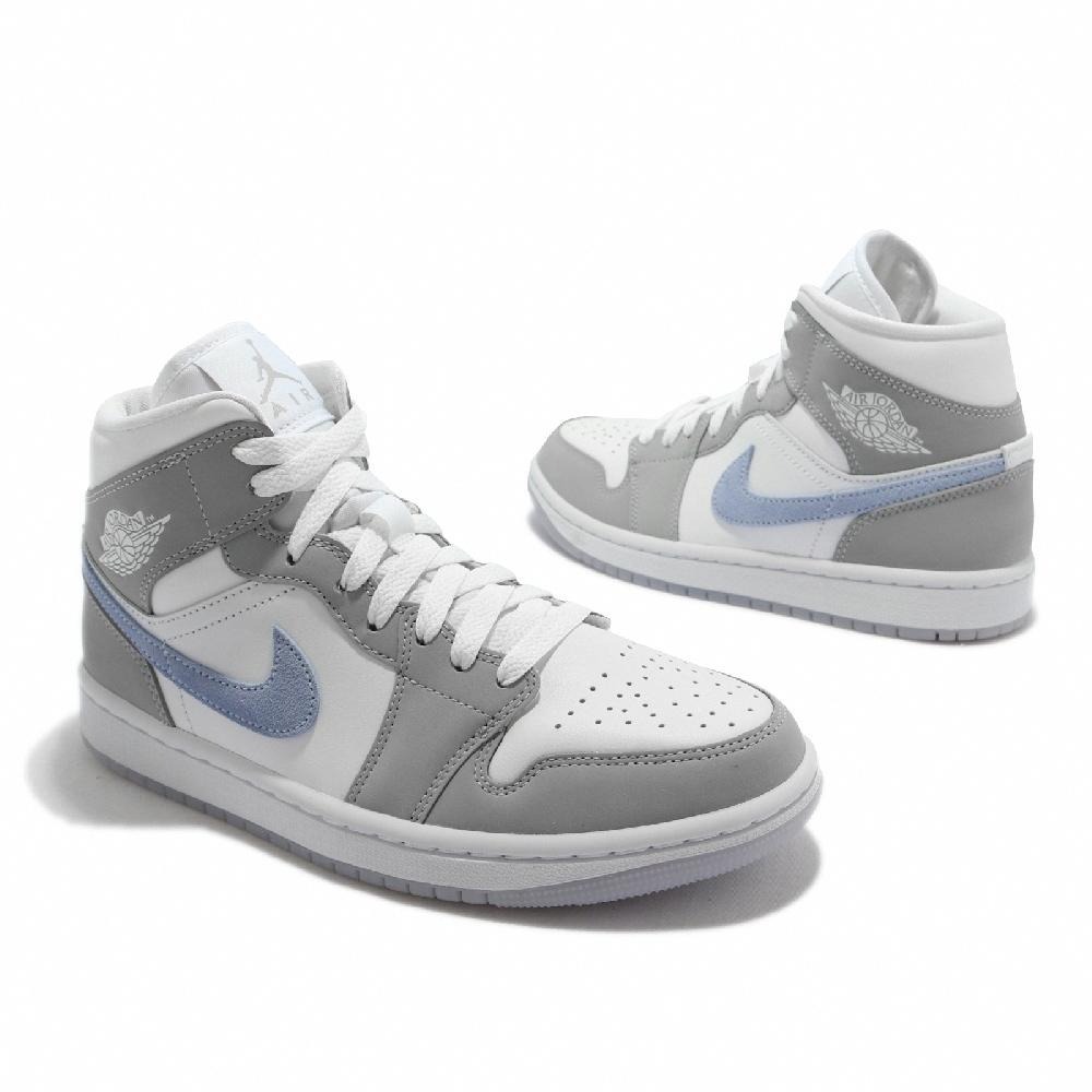 【WS】NIKE JORDAN 1 MID 白灰 水藍 中筒 小DIOR 一代 AJ1 果凍底 BQ6472-105-細節圖4