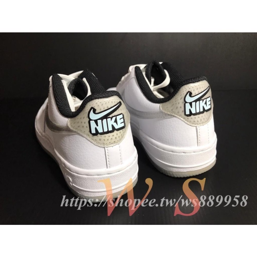 【WS】NIKE AIR FORCE 1 (GS)  AF1 全白 滿天星 白銀 運動 休閒鞋 CW5909-100-細節圖6