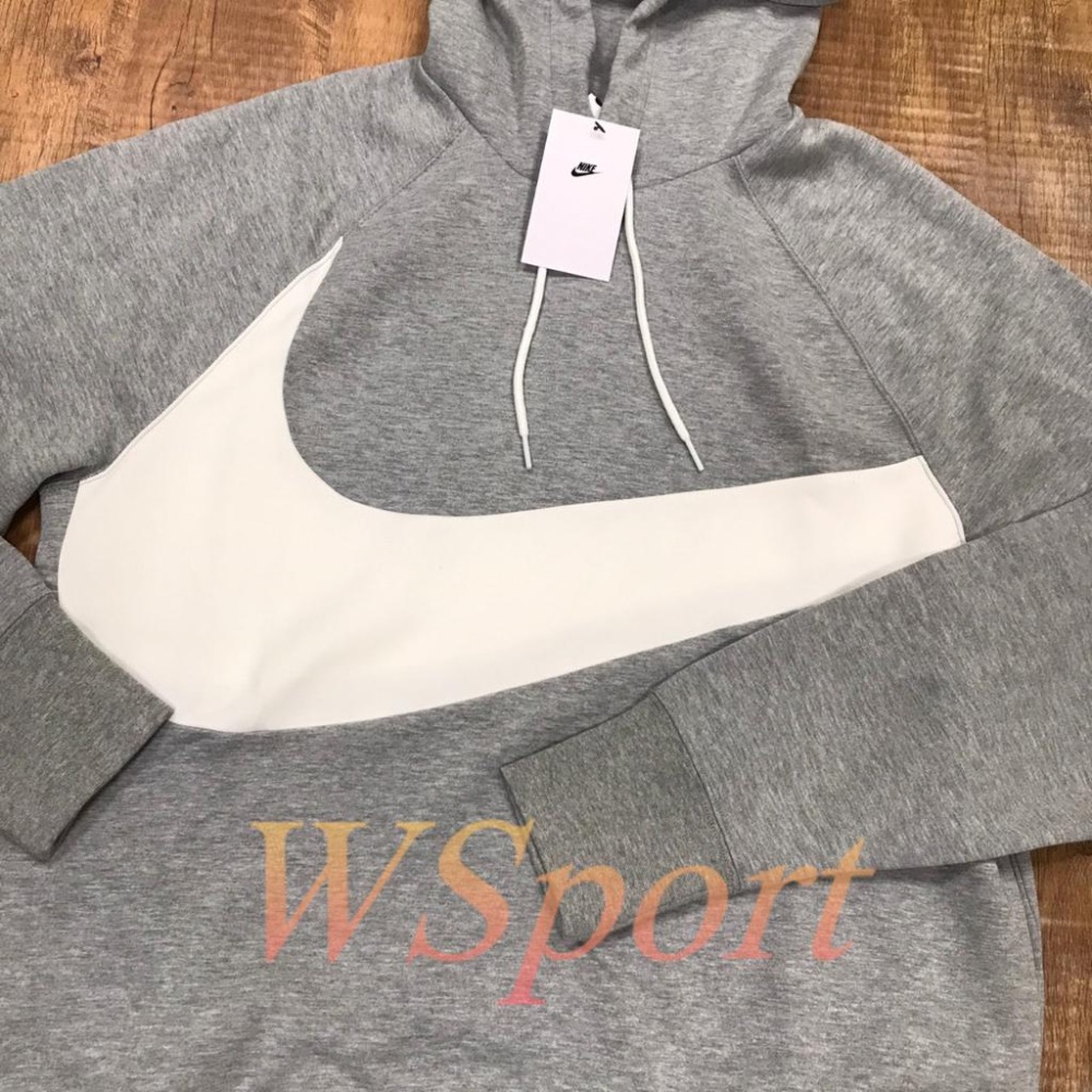 【WS】NIKE SWOOSH 男款 灰 大LOGO 運動 休閒 長袖 連帽T恤 帽T DD8223-063-細節圖6