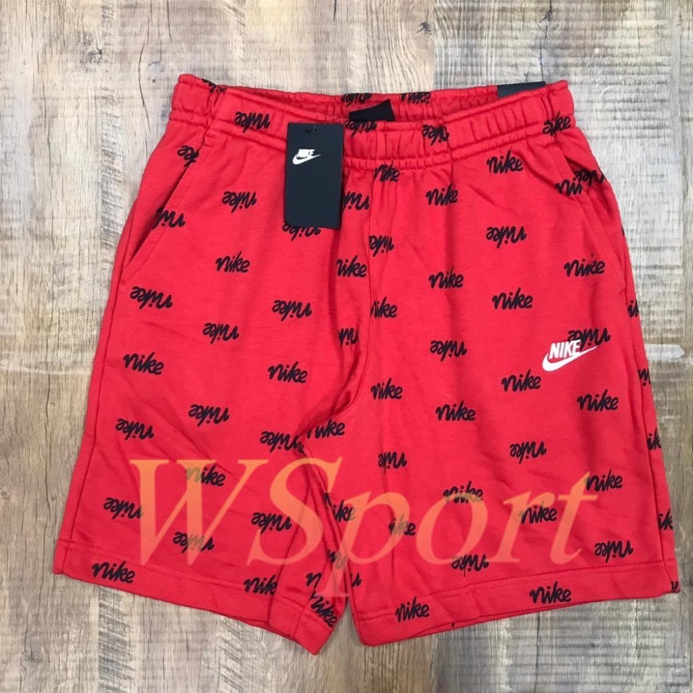 【WS】NIKE NSW CLUB FLC 男款 紅色 草寫 運動 休閒 棉褲 短褲 DA0044-657-細節圖4