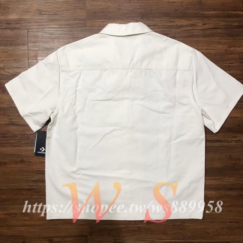 【WS】CONVERSE SHORT SLEEVE ZIP FRONT SHIRT 白 男款 運動 休閒 拉鍊 短袖襯衫-細節圖2