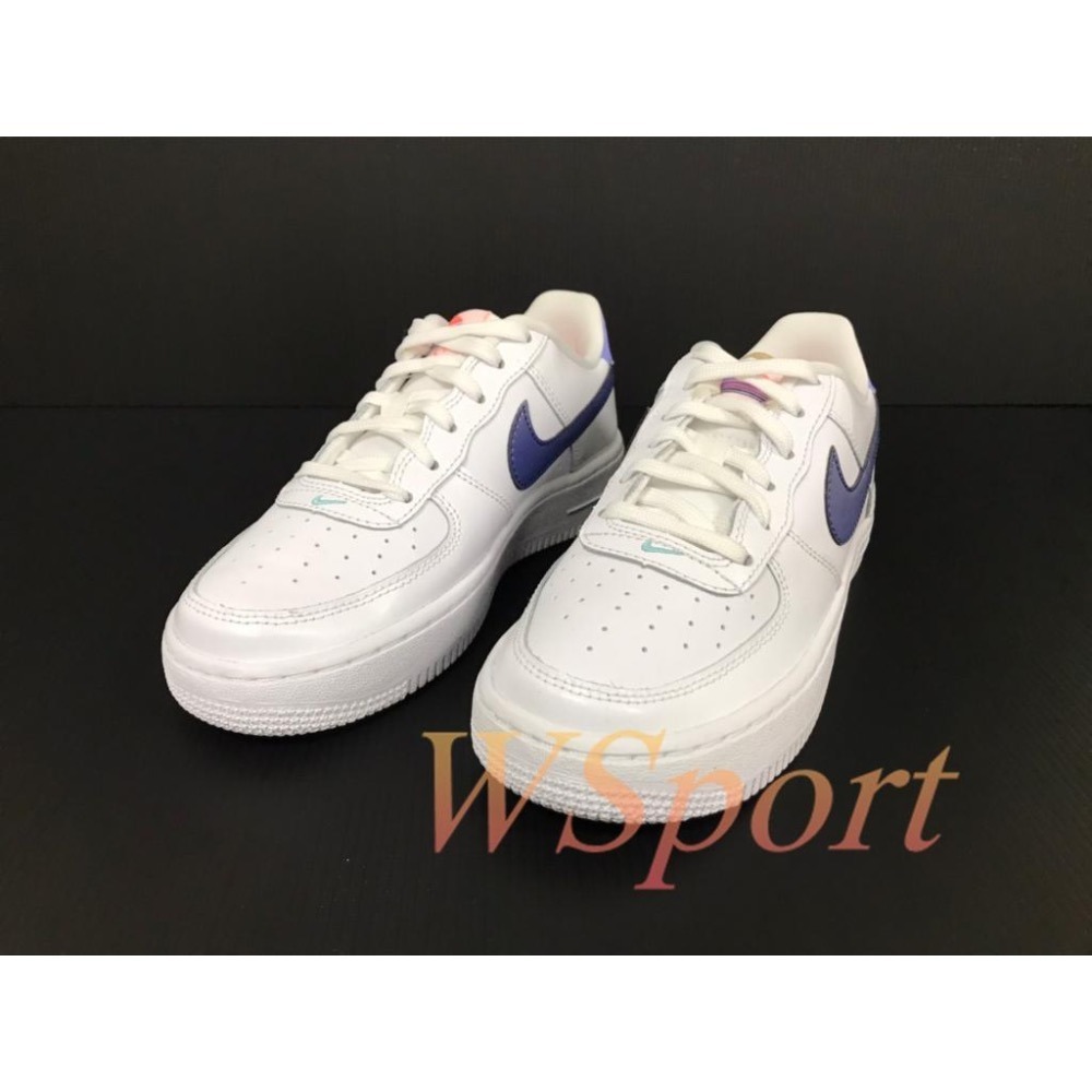 【WS】NIKE AIR FORCE 1 (GS)  AF1 全白 白底葡萄紫 運動 增高 休閒鞋 DC8188-100-細節圖2