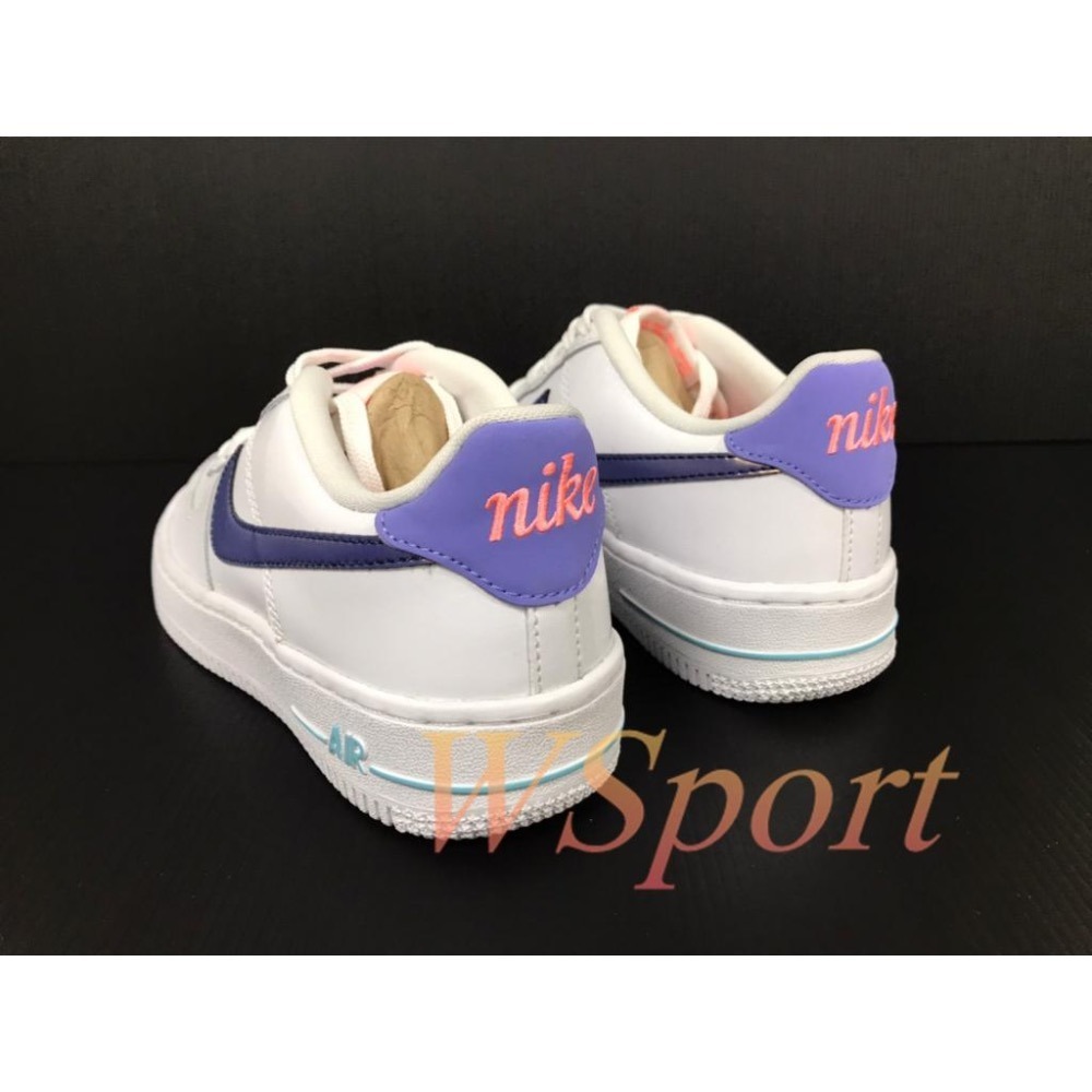 【WS】NIKE AIR FORCE 1 (GS)  AF1 全白 白底葡萄紫 運動 增高 休閒鞋 DC8188-100-細節圖3