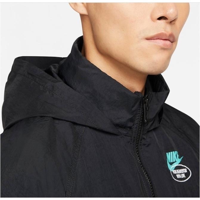 【WS】NIKE NSW 男款 立領外套 防風外套 小花 復古 連帽 帽子收納 寬鬆 DM5021-010-細節圖4