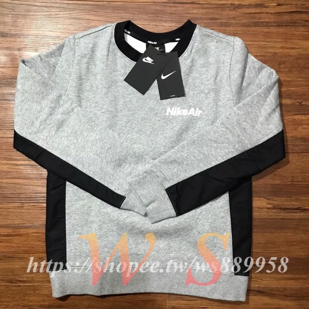 【WS】NIKE B NSW AIR LS CREW 灰 基本款 長袖 加絨 大學T 童裝 CU9210-063-細節圖3