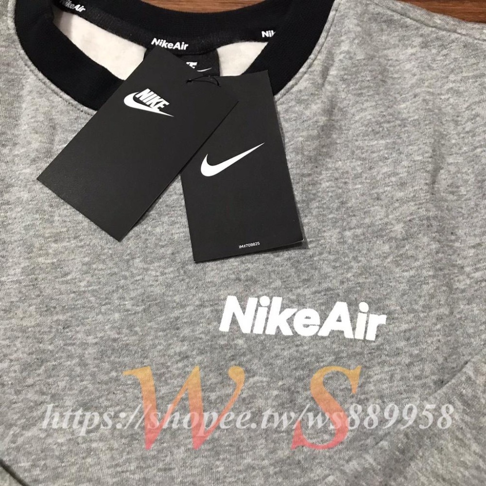 【WS】NIKE B NSW AIR LS CREW 灰 基本款 長袖 加絨 大學T 童裝 CU9210-063-細節圖5