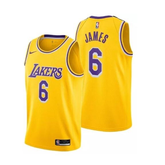 【WS】NIKE NBA LAKERS 湖人 LEBRON JAMES 小皇帝 球迷版球衣 黃 CW3669-738-細節圖6