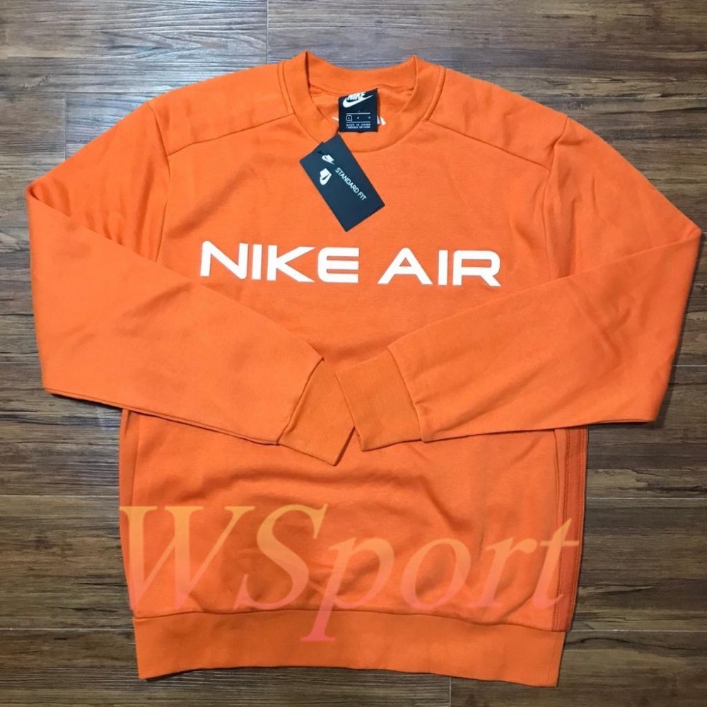 【WS】NIKE AIR FLEECE CREW 橘 男款 復古 刺繡 保暖 長袖T 大學T DA0221-893-細節圖4