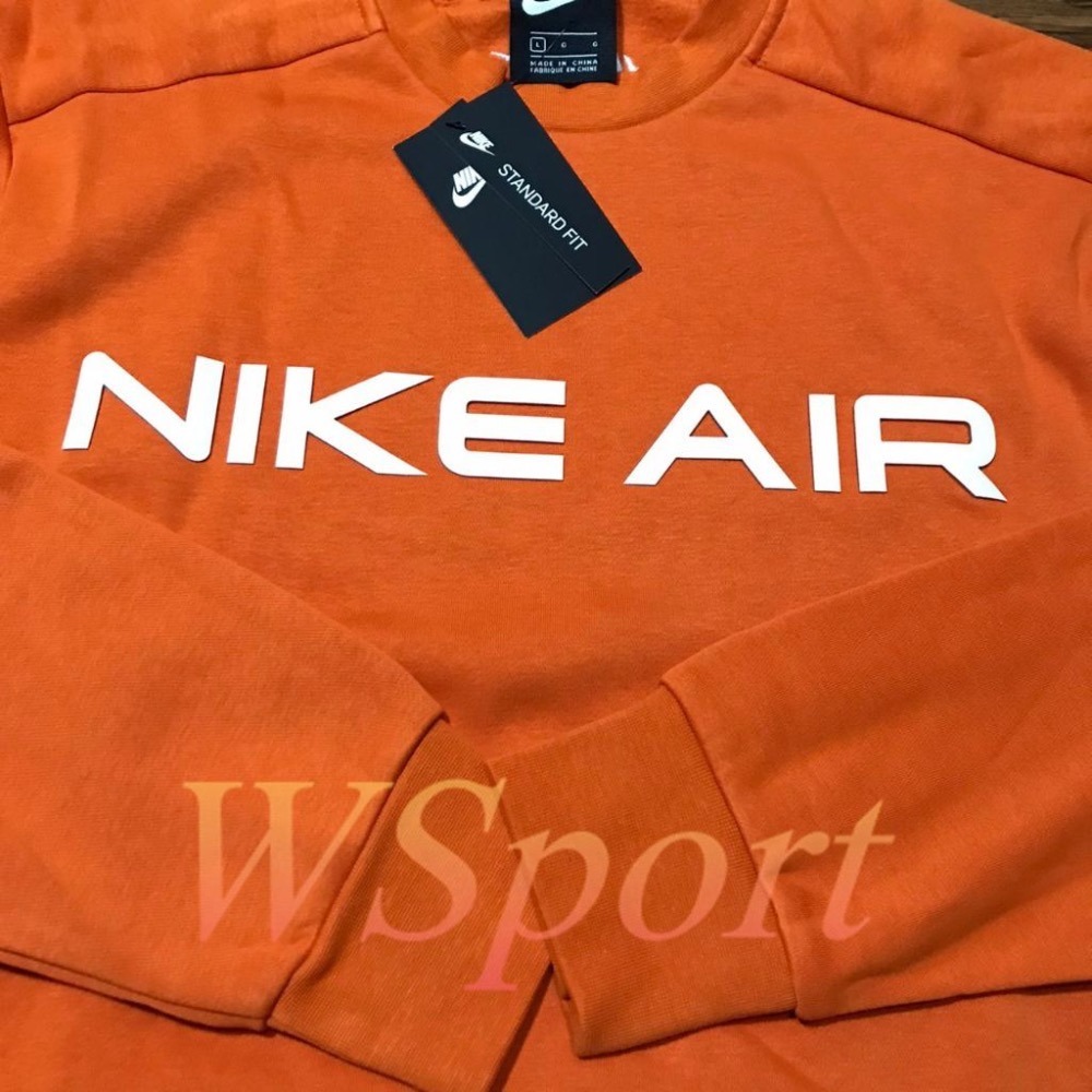 【WS】NIKE AIR FLEECE CREW 橘 男款 復古 刺繡 保暖 長袖T 大學T DA0221-893-細節圖5