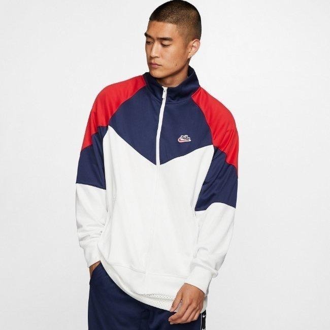 【WS】NIKE NSW 黑白 白藍紅 復古 立領夾克 運動外套 男生 BV2626-121 BV2626-010-細節圖6