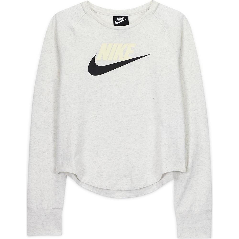 【WS】NIKE G NSW LS CREW 灰 運動 休閒 長袖 長T 女童 童裝 DA1125-051-細節圖4