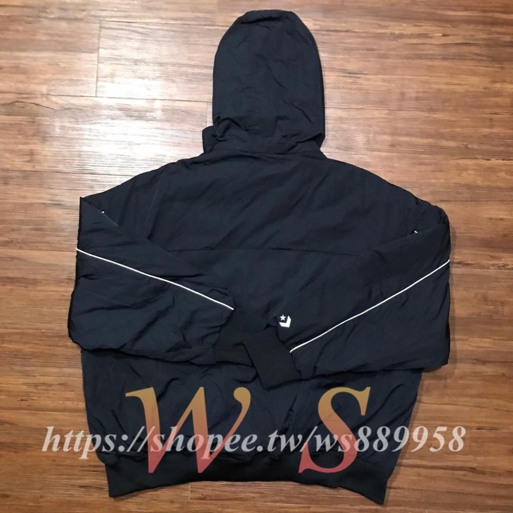 【WS】CONVERSE 女款 黑 保暖 工裝 羽絨服 運動 休閒 連帽外套 帽子可拆卸-細節圖5
