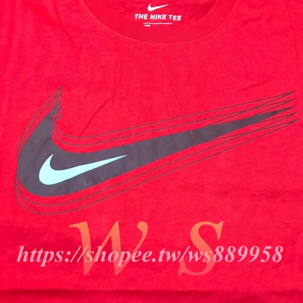 【WS】NIKE SWOOSH 男款 紅 運動 休閒 大勾 短T T恤 DB6471-657-細節圖6