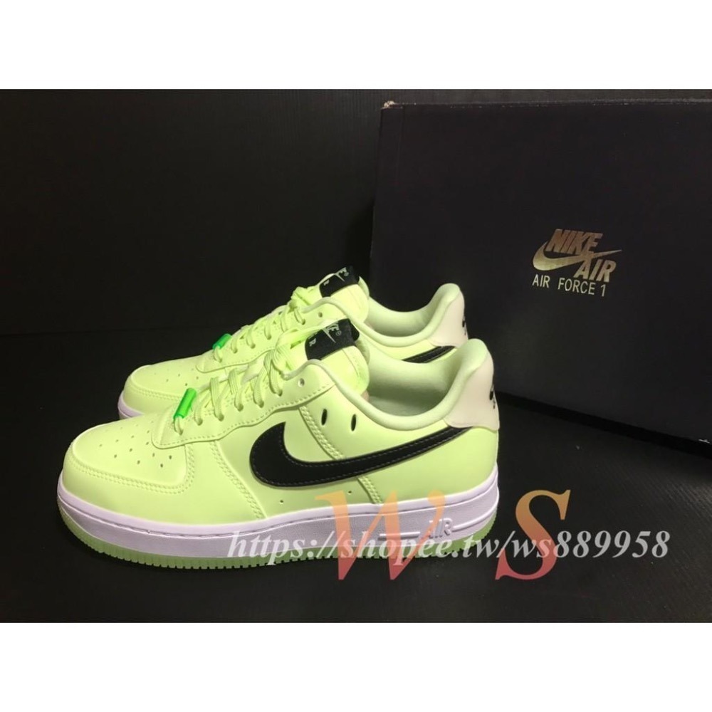 【WS】NIKE AIR FORCE1 HAVE A NIKE DAY 笑臉 夜光 女 白CT3228-100 綠701-細節圖5