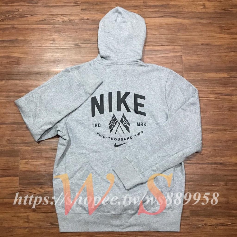 【WS】NIKE SB ICON HOODIE 男款 灰 刺繡 SB旗幟 滑板 帽T 連帽外套 CD1352-063-細節圖3