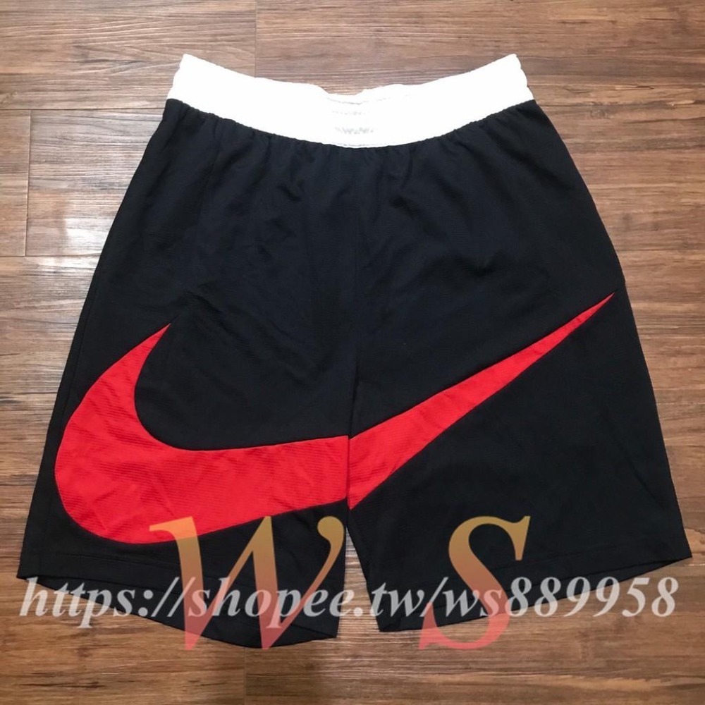 【WS】NIKE DRI-FIT 男款 黑紅 大勾勾 大LOGO 休閒 運動 籃球褲 短褲 BV9386-010-細節圖6