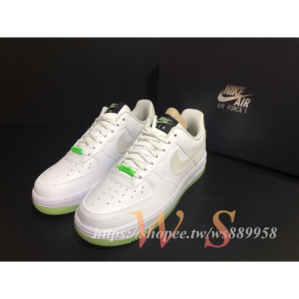 【WS】NIKE AIR FORCE1 HAVE A NIKE DAY 笑臉 夜光 女 綠CT3228-701 白100-細節圖4