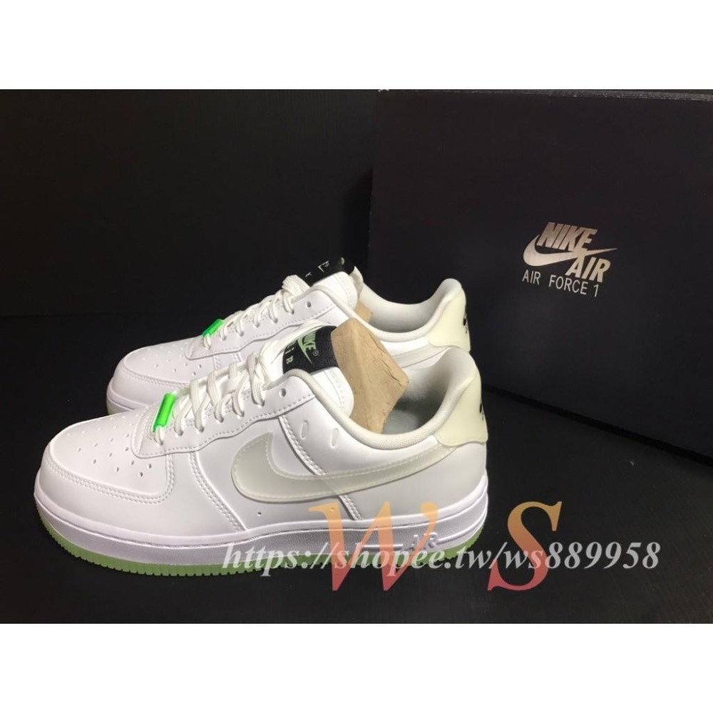 【WS】NIKE AIR FORCE1 HAVE A NIKE DAY 笑臉 夜光 女 綠CT3228-701 白100-細節圖5