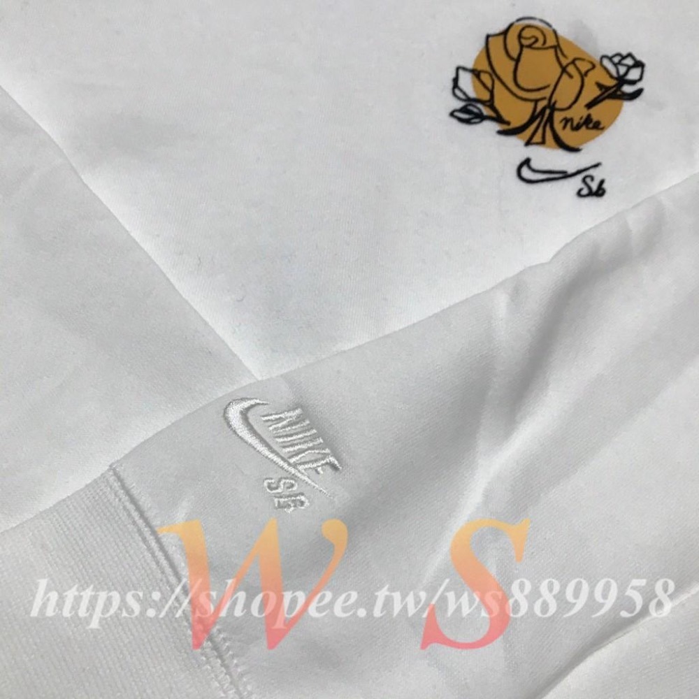 【WS】NIKE SB ICON HOODIE PULLOVER 滑板 白 刺繡 玫瑰 帽T 937835-100-細節圖7