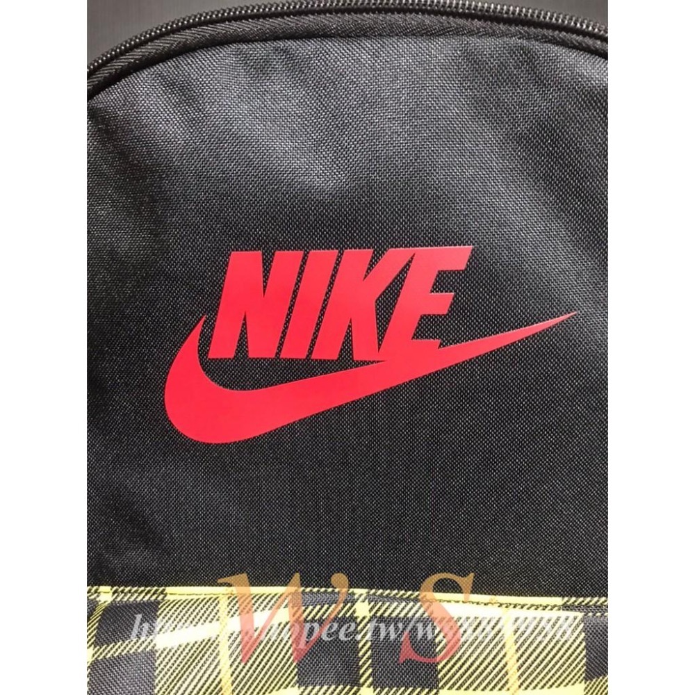 【WS】NIKE HERITAGE BACKPACK 後背包 黑色 格紋 拉鍊 夾層 運動 休閒 BA5880-010-細節圖5