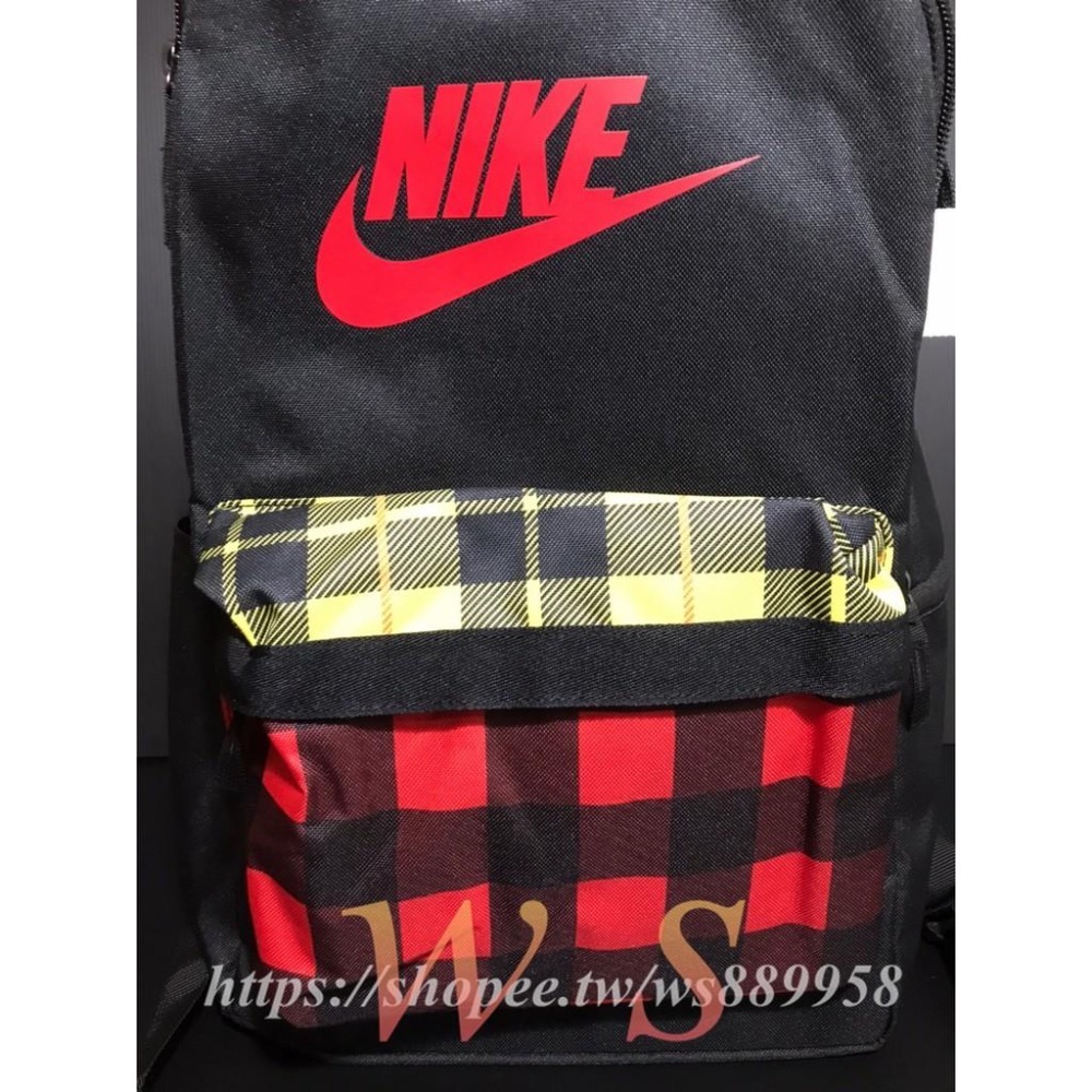 【WS】NIKE HERITAGE BACKPACK 後背包 黑色 格紋 拉鍊 夾層 運動 休閒 BA5880-010-細節圖6