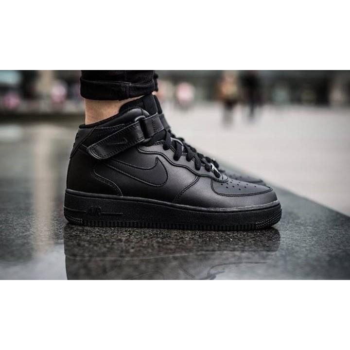 【WS】NIKE AIR FORCE 1 MID BLACK 全黑 中筒 運動 休閒鞋 315123-001-細節圖2