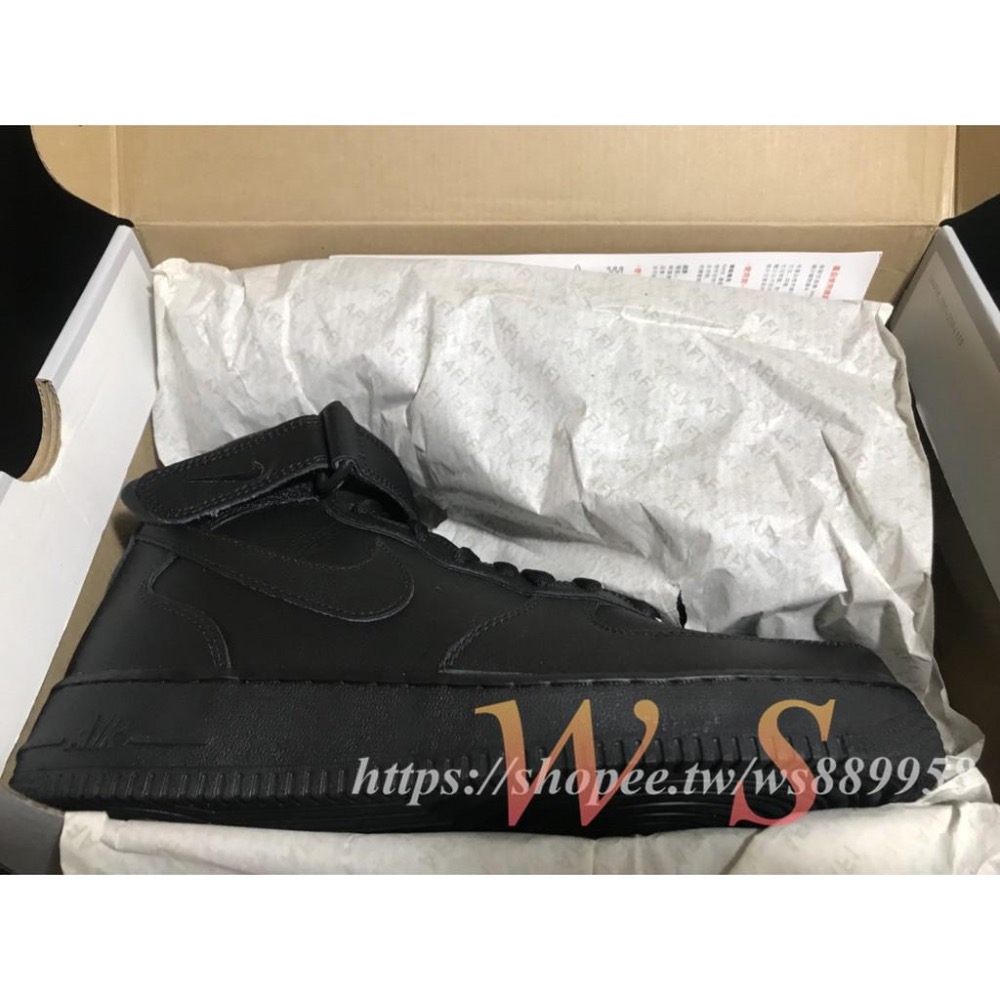 【WS】NIKE AIR FORCE 1 MID BLACK 全黑 中筒 運動 休閒鞋 315123-001-細節圖5