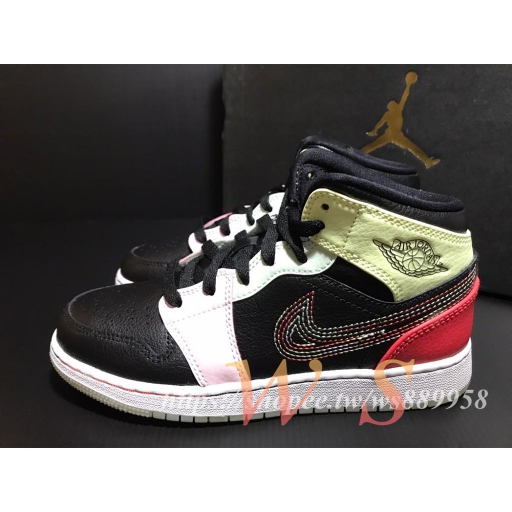 【WS】NIKE AIR JORDAN 1 MID SE (GS) 女 AJ1 小腳 籃球鞋 夜光 AV5174-076-細節圖2