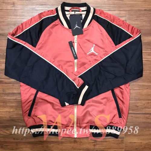 【WS】NIKE Jordan 男裝 刺繡LOGO 緞面 棒球外套 立領 CD5772-605