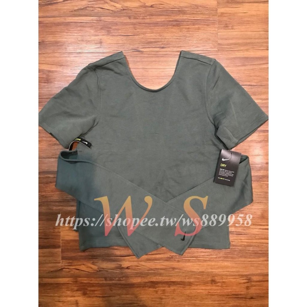 【WS】 NIKE STUDIO 女子短袖瑜伽訓練上衣 墨綠 AR6368-344-細節圖2