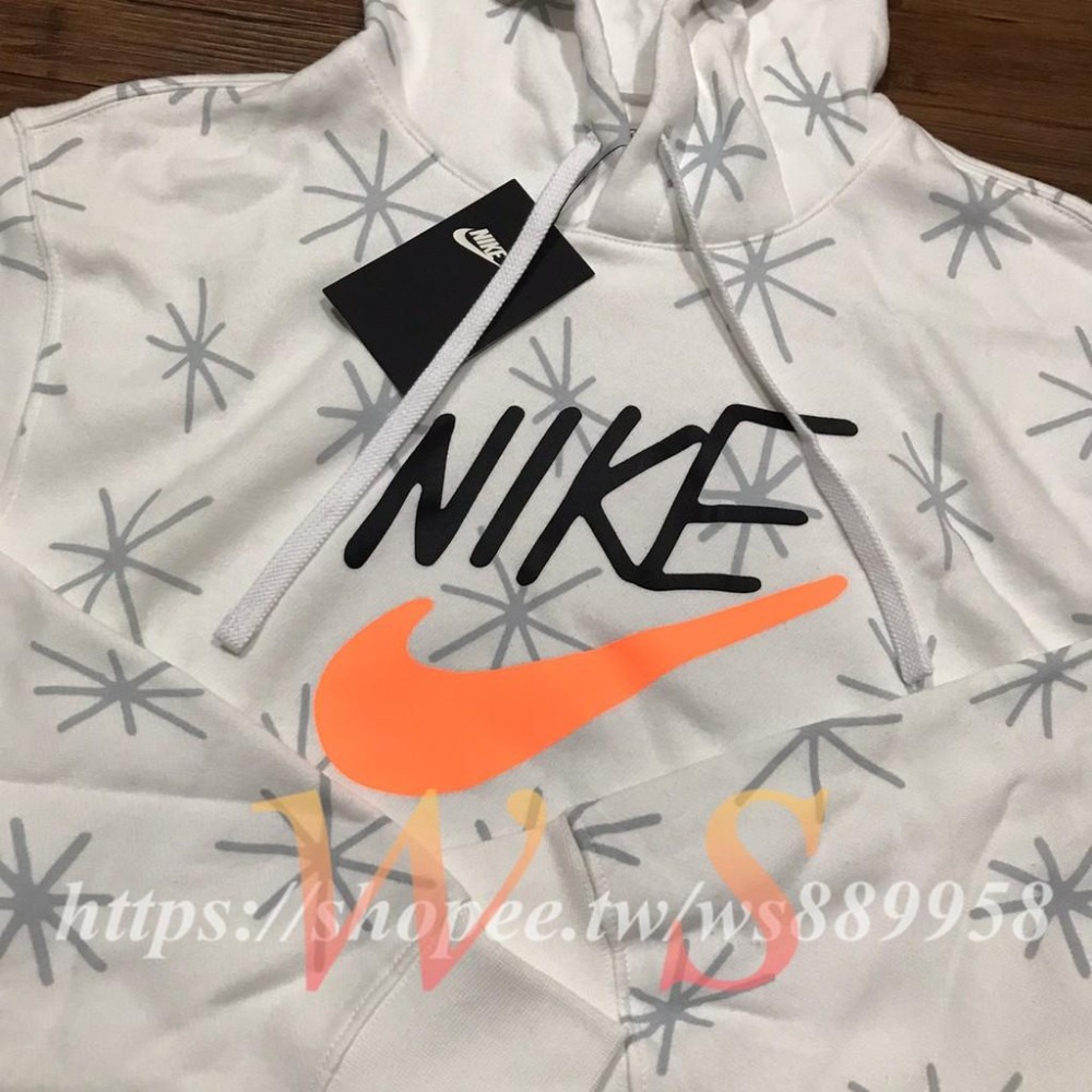 【WS】NIKE NSW HOODIE 白 男款 棉質 草寫 雪花 保暖 休閒 運動 帽T CI6323-100-細節圖3