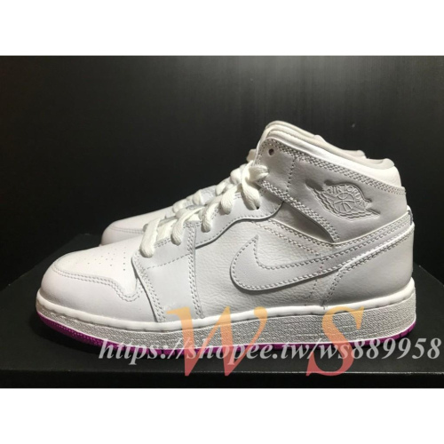 【WS】NIKE AIR JORDAN 1 MID BG AJ1 白粉 女鞋 童鞋 555112-100