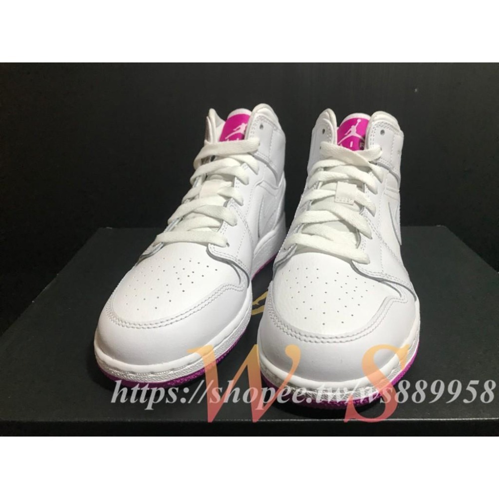 【WS】NIKE AIR JORDAN 1 MID BG AJ1 白粉 女鞋 童鞋 555112-100-細節圖2