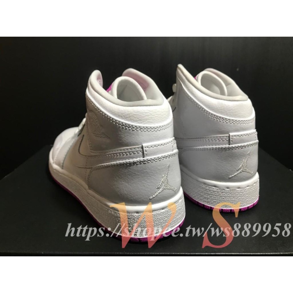 【WS】NIKE AIR JORDAN 1 MID BG AJ1 白粉 女鞋 童鞋 555112-100-細節圖3