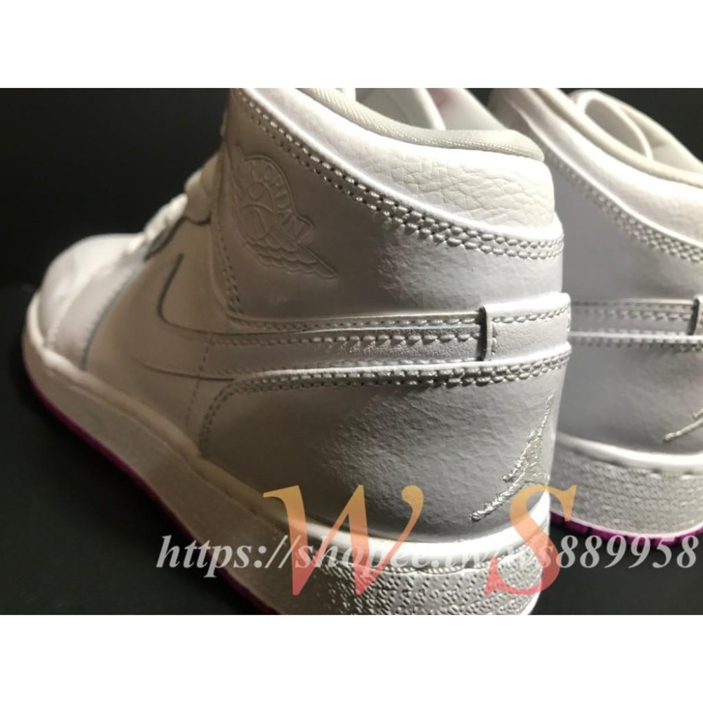 【WS】NIKE AIR JORDAN 1 MID BG AJ1 白粉 女鞋 童鞋 555112-100-細節圖4