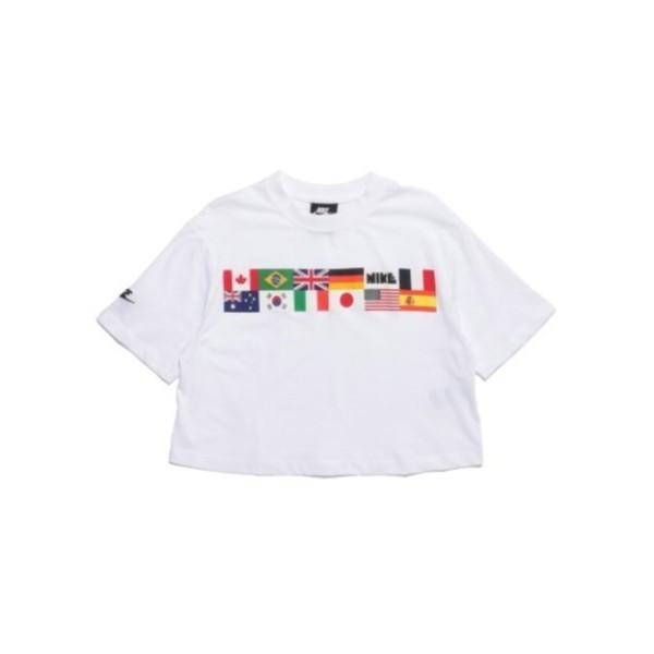 【WS】NIKE W FLAG GRAPHIC CROP 女款 白 萬國旗 休閒短T 運動 CJ3224-100-細節圖4
