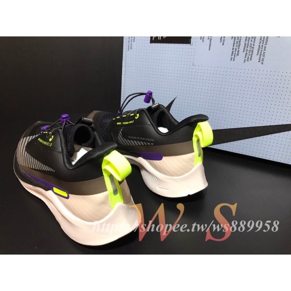 【WS】 NIKE FUTURE SPEED 2 Shield GS 黑紫 運動 慢跑鞋 防潑水 BQ5704-002-細節圖3