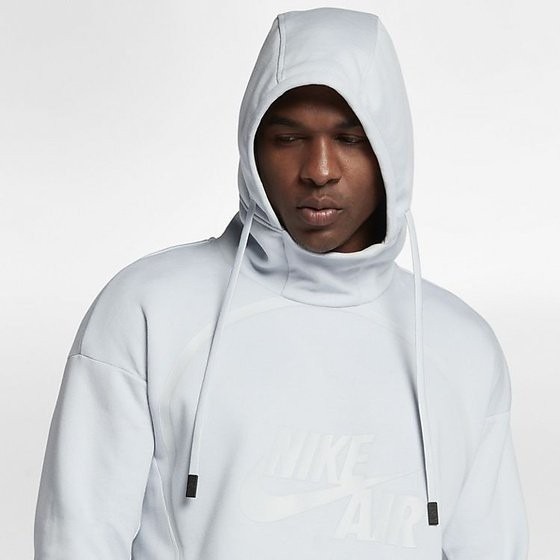 【WS】NIKE AIR HOODIE PO FLC 帽T 淺灰 LOGO 前短後長 男款 857486-043-細節圖3