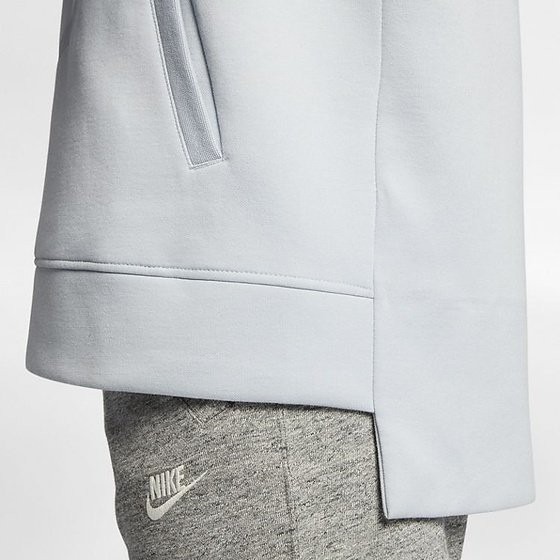 【WS】NIKE AIR HOODIE PO FLC 帽T 淺灰 LOGO 前短後長 男款 857486-043-細節圖4