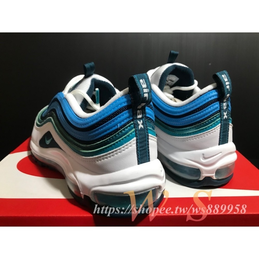 【WS】NIKE AIR MAX 97 SE 藍綠 湖水綠 男 復古 氣墊 運動 休閒鞋 AQ4126-100-細節圖3