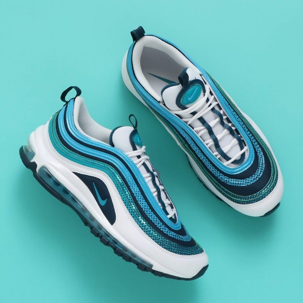 【WS】NIKE AIR MAX 97 SE 藍綠 湖水綠 男 復古 氣墊 運動 休閒鞋 AQ4126-100-細節圖4