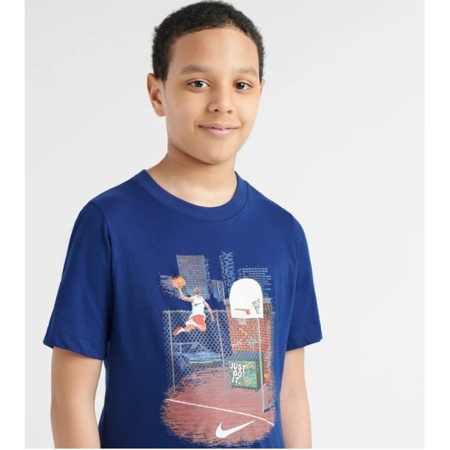 【WS】NIKE BASKETBALL GRAPHIC TEE 男童 卡通 球場 運動 短T 藍 BQ2571-492-細節圖2